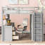 Lit mezzanine double gris avec tiroirs, bureau et garde-robe - Économisez de l'espace, offre un espace de travail confortable, fait de bois de pin massif avec un espace intégré pour maximiser l'espace pour les familles en pleine croissance