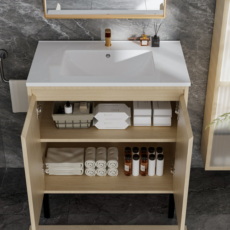 Fernhill 30" Freestanding Bathroom Vanity with Ceramic Sink, Oak