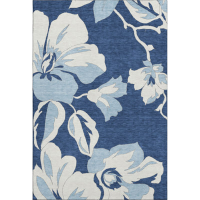 Premium Machine Washable Prisco Navy Rug