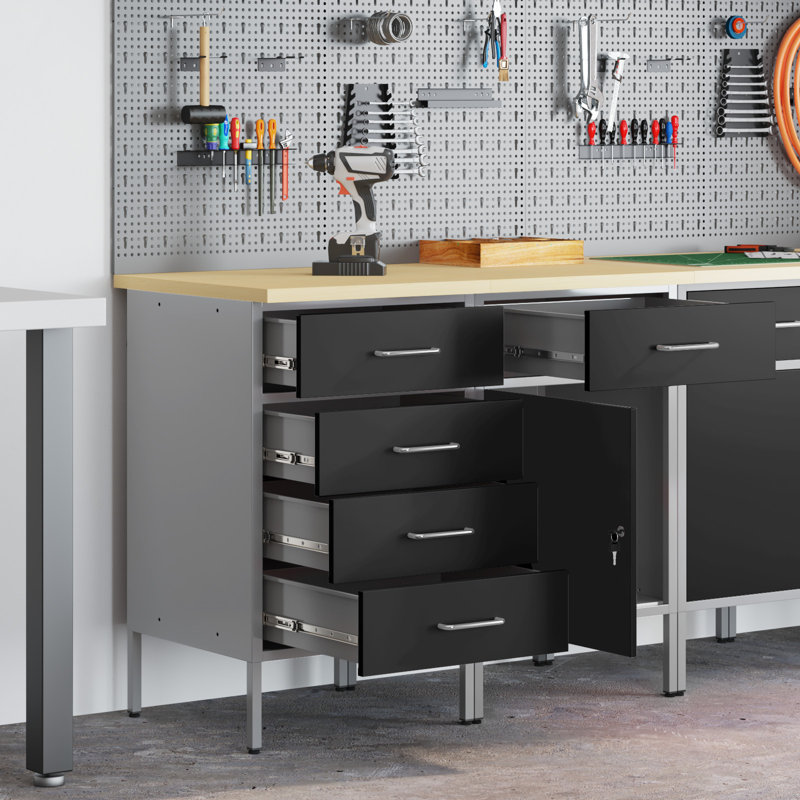 Set Of 2 Steel, 2X Cabinet, Black