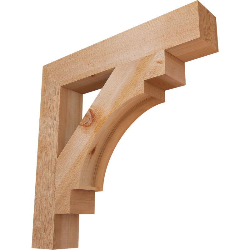 4"W x 24"D x 24"H Merced Block Rough Sawn Bracket, Western Red Cedar, Western Red Cedar (Rough Sawn), 24" H x 4" W x 24" D