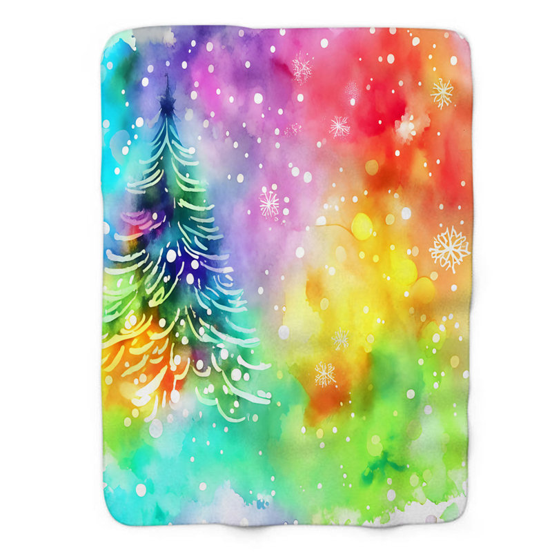 Colorful Conifer Gala - 1 Piece Premium Sherpa Blanket, L 50 po x L 60 po