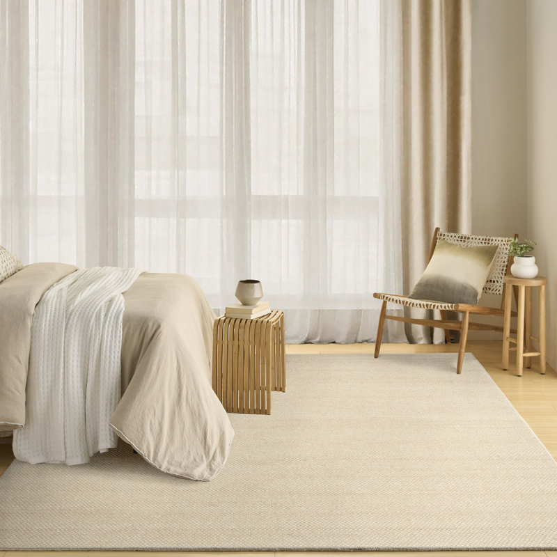 DKNY Pure Rows 5'3" x 7'3" Ivory Beige Farmhouse Indoor Rug, Rectangle 5'3" x 7'3", Beige