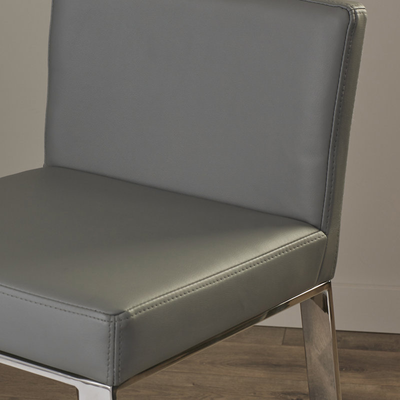 Chryssoula revêtu d'une structure en métal, Simili cuir blanc, Tabouret de comptoir (siège d'une hauteur de 26 p