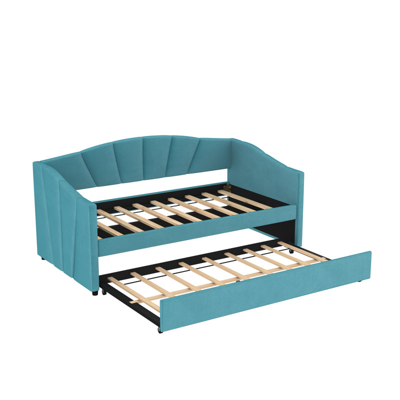 Lit plateforme tapissier Tyrence, Bleu