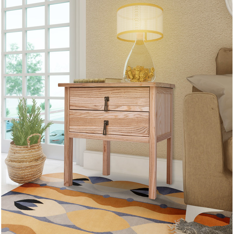 Albie 54 cm W Bedside Table, Dark Oak