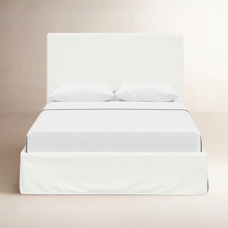 Lit tapissier Verona, Lin blanc texturé Zuma, Grand