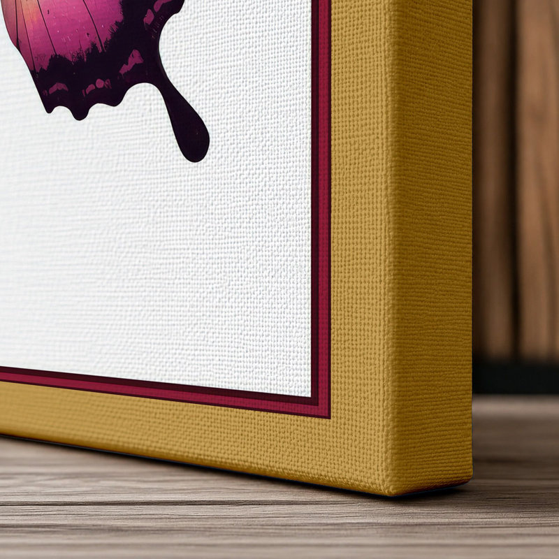 Rainbow Butterfly Modern - Wrapped Canvas, 18x12 - 45.7 x 30.5 cm, Ochre Border