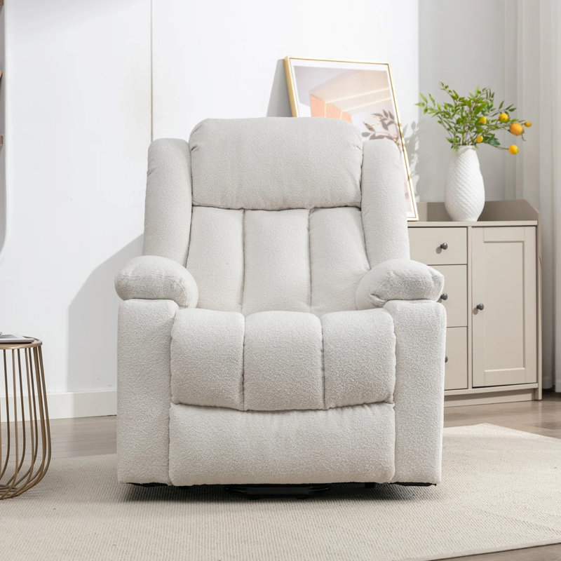 Anuhea 87cm Wide Lift Assist Standard Recliner with Massager, Cream
