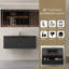Ensemble de meuble-lavabo flottant 42 po avec lavabo, meuble de rangement mural moderne à rayures avec tiroir à fermeture en douceur et lavabo à surface solide blanc brillant, 24V16-42NOW-115898632-115898631