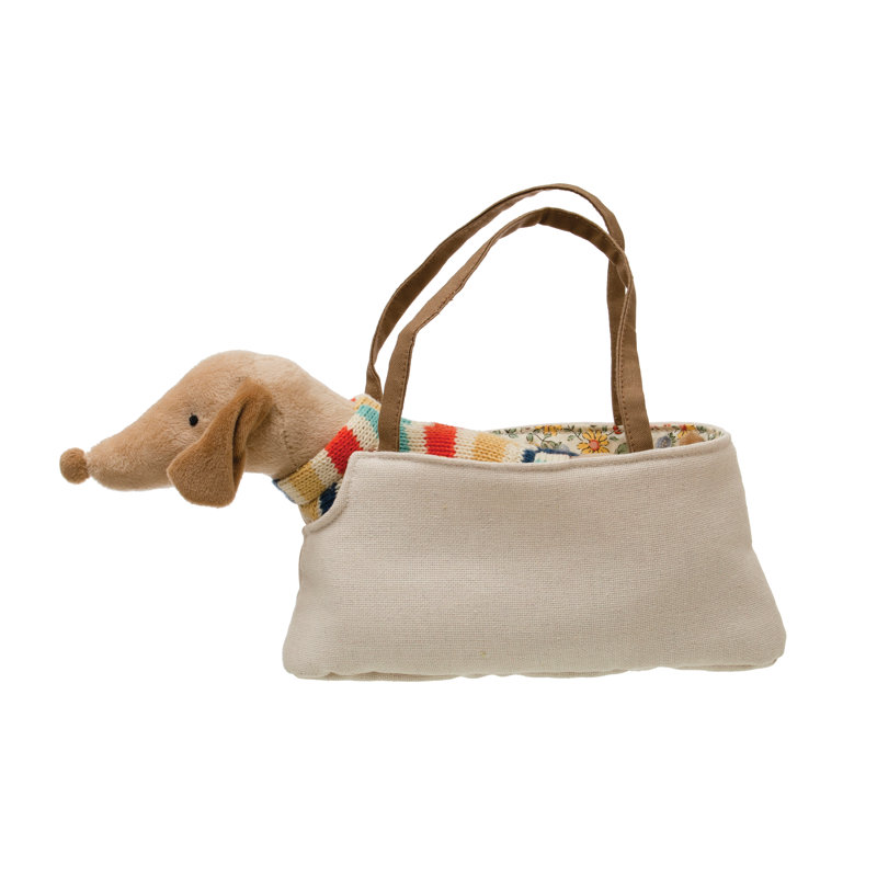 Teckel brun amovible en coton
