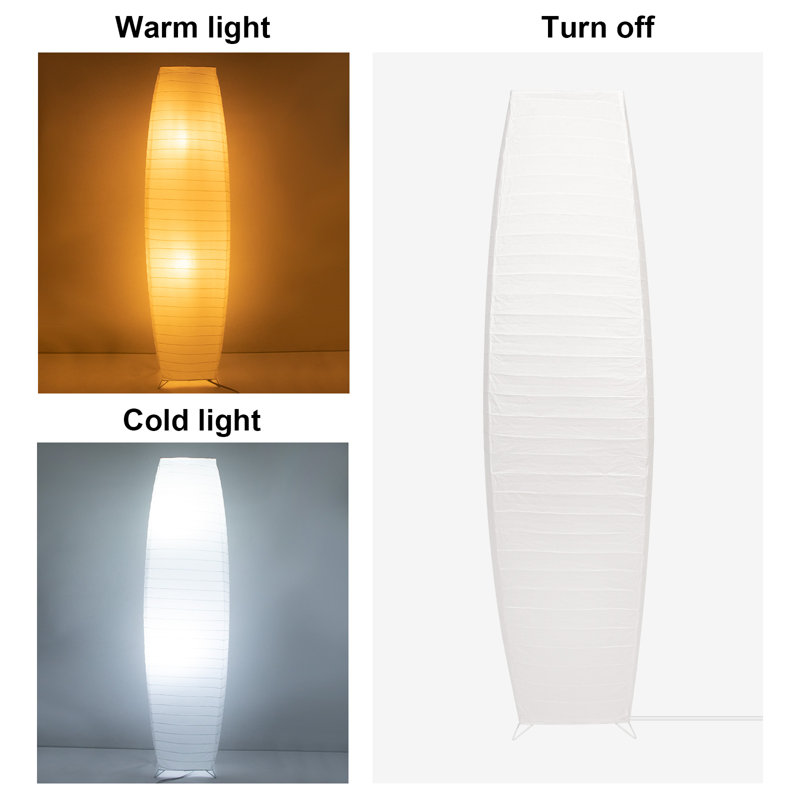2*Pcs Paper Art Floor Lamp, Japanese Style Floor Lamp, Rice Paper Lampshade, Warm And Simple Style, Corner Paper Lantern, Suitable For Bedroom, Office And Living Room - Beige