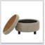 25 Inch Round Storage Ottoman With Tray, Modern Tufted Fabric Circle Coffee Table For Living Room And Bedroom-341801845
