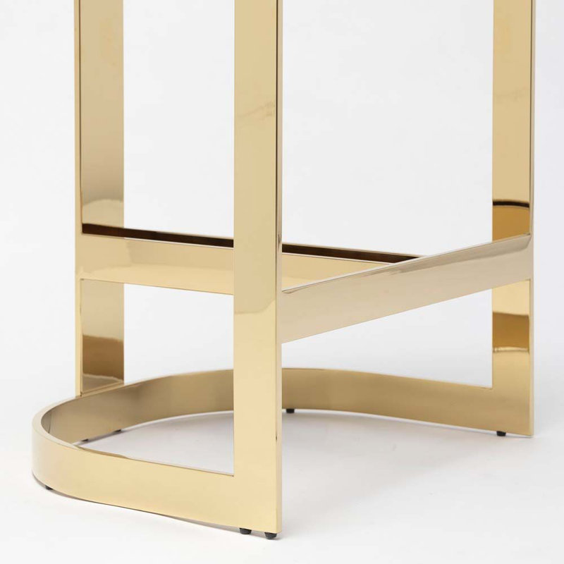 Darcy Upholstered Stool, Polished Brass/Buff Cream, Counter Stool (27" Seat Height)