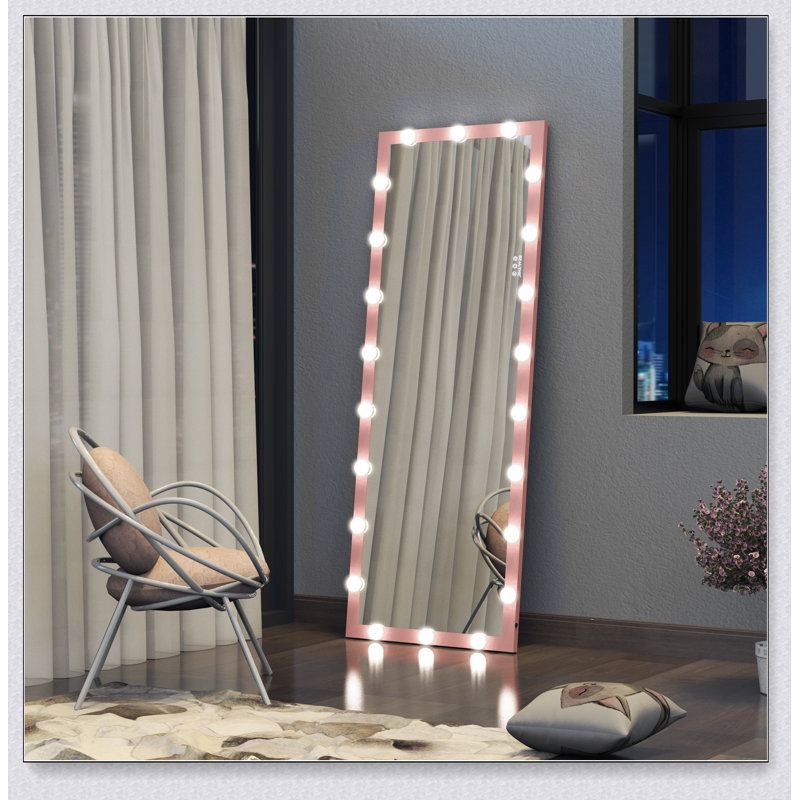 Miroir mural pleine grandeur pour chambre à coucher avec ampoules DEL à commande tactile