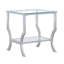 Table de bout carrée en verre chromé