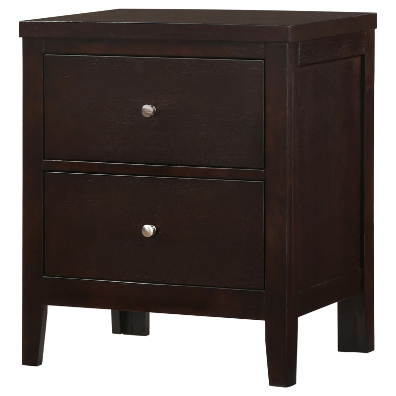 Cappuccino 2-Drawer Rectangular Nightstand with Warm Espresso Accents