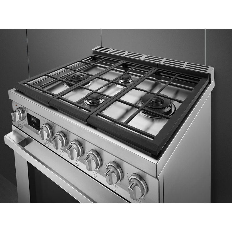 SMEG Portofino 30" 3.6 cu ft. Freestanding Dual Fuel Range, Steel