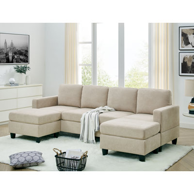 Ranjeeta 101" Wide Modular Sofa & Chaise with Ottoman