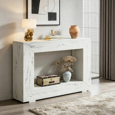 Console de style campagnard 47,2 po, canapé d'entrée à 2 niveaux avec tablette de rangement, table de couloir en bois rustique