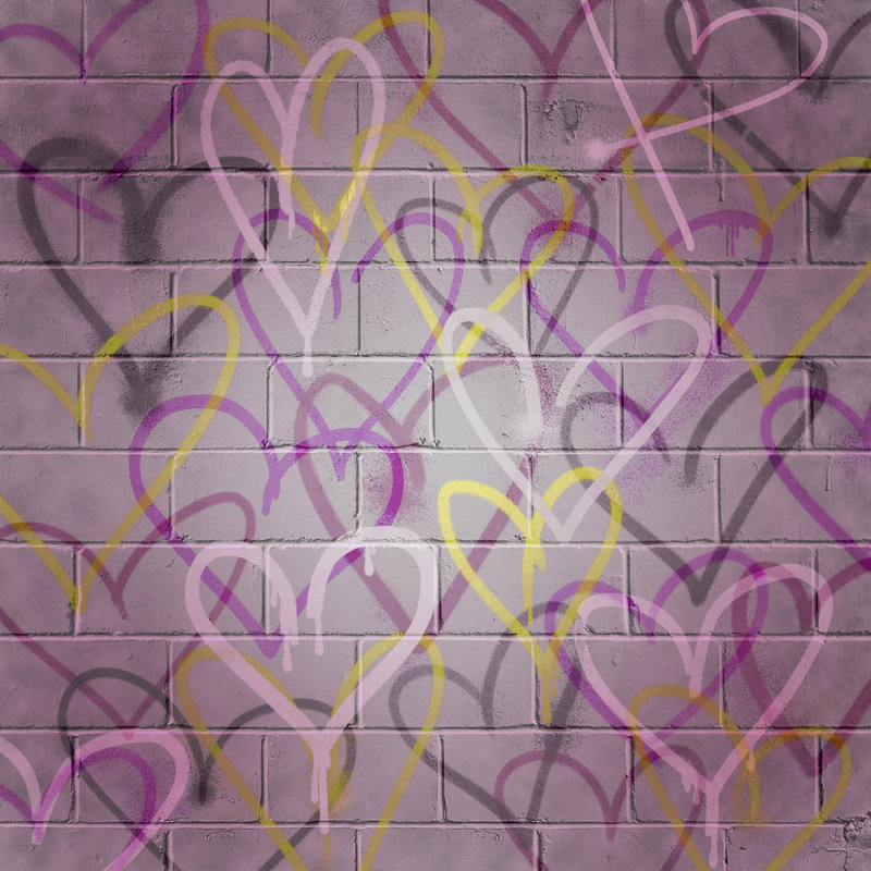 Graffiti Hearts II, H 36 po x l 36 po