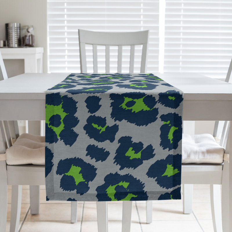 Chemin de table à imprimé animalier, 90 po x 16 po, Gris