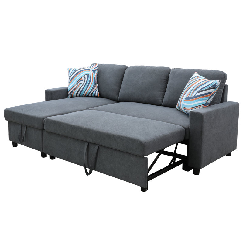 Canapé-lit modulaire Elwell, Microfibre gris foncé