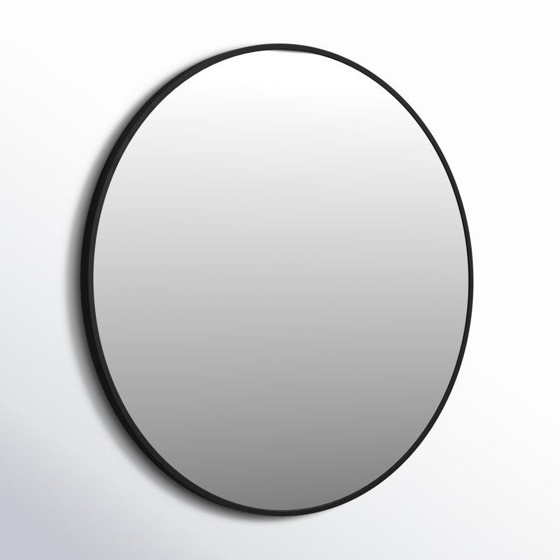 Rouillard Metal Round Mirror, Black, 28" x 28"