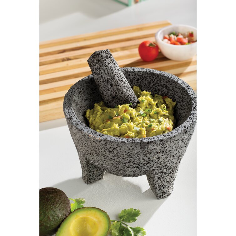 Pepe Nero Mortar and Pestle Set & Garlic Peeler & Spatula & Avocado Slicer - Guacamole Bowl - Molcajete Authentic Mexican Morter and PESSE