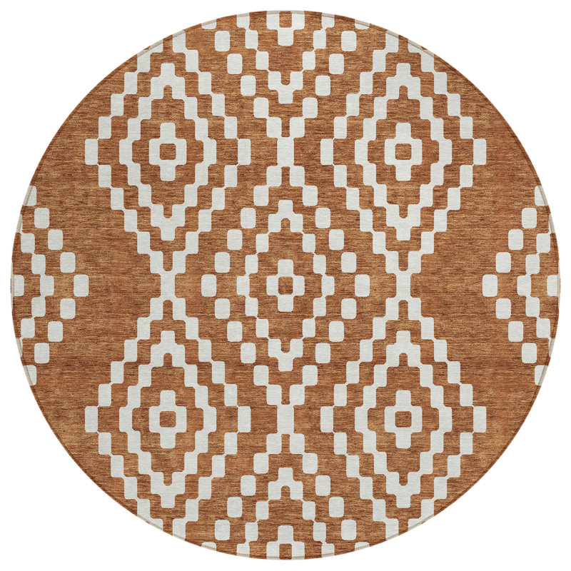 Malek Indoor/Outdoor Area Rug with Non-Slip Backing, Round 8'