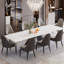 Raliect Dining Table Set for 8-10 With 63'' to 94.5” Extendable Sintered Stone Table and 8 Faux Leather Chairs-441578762