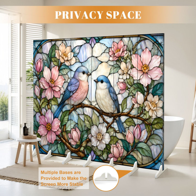 Cloison pliante à 6 panneaux avec cloisons de séparation Royal Birds, 6, H 71 po x l 96 po x P 1 po