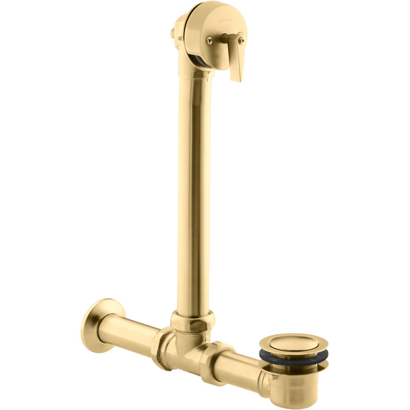 Iron Works Exposed Bath 1.5" Leg Tub Drain with Overflow, Vibrant Brushed Gold