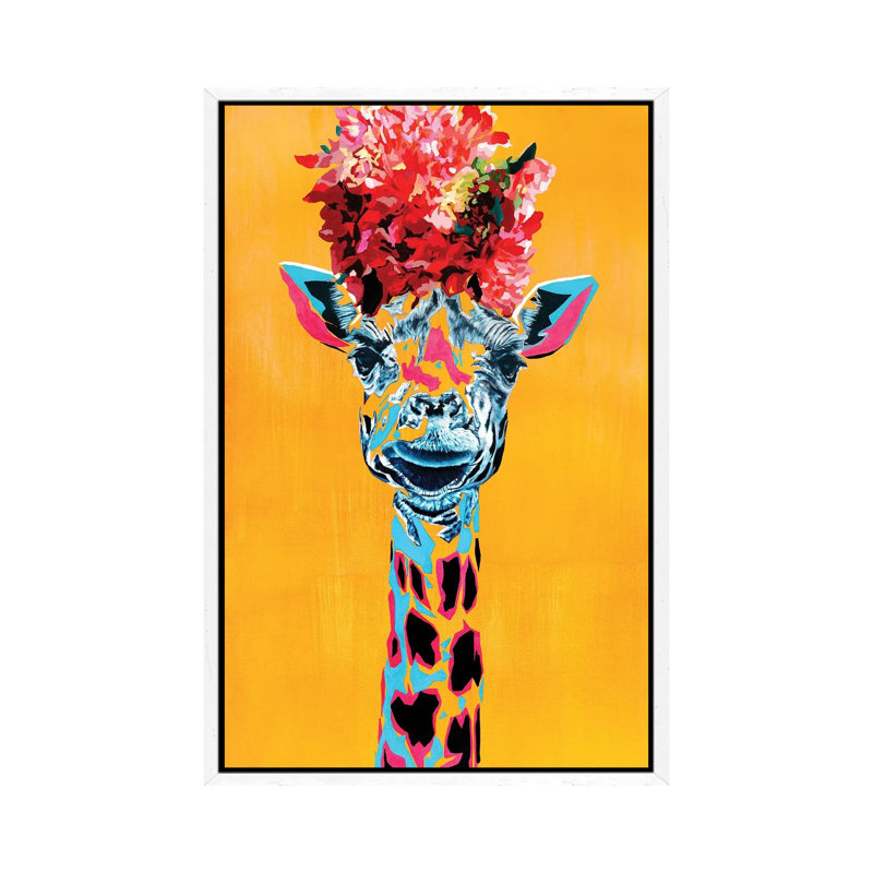 Giraffe 1 Piece Wall Art on Canvas, 101.6 cm H x 66.04 cm W, White Framed