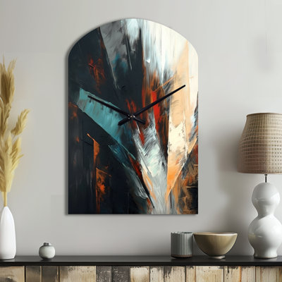 Horloge murale abstraite orange et bleue II