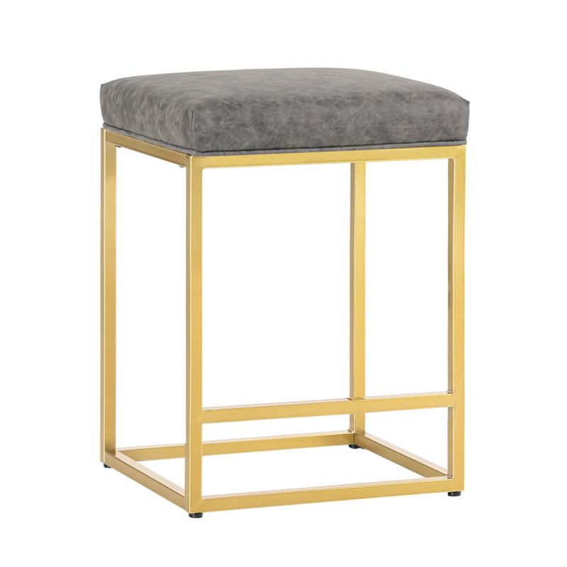 Tabouret de comptoir de cuisine moderne taupe foncé de 24 po avec repose-pieds rembourré Borough, 1