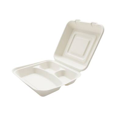 3 Compartment Food Container Storage Set Sugarcane Bagasse Take