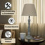 Modern Baldwyn 41 Solid Wood Table Lamp – Traditional Country Bedside Lamp with Fabric Shade, Washed Wood Finish for Home or Office