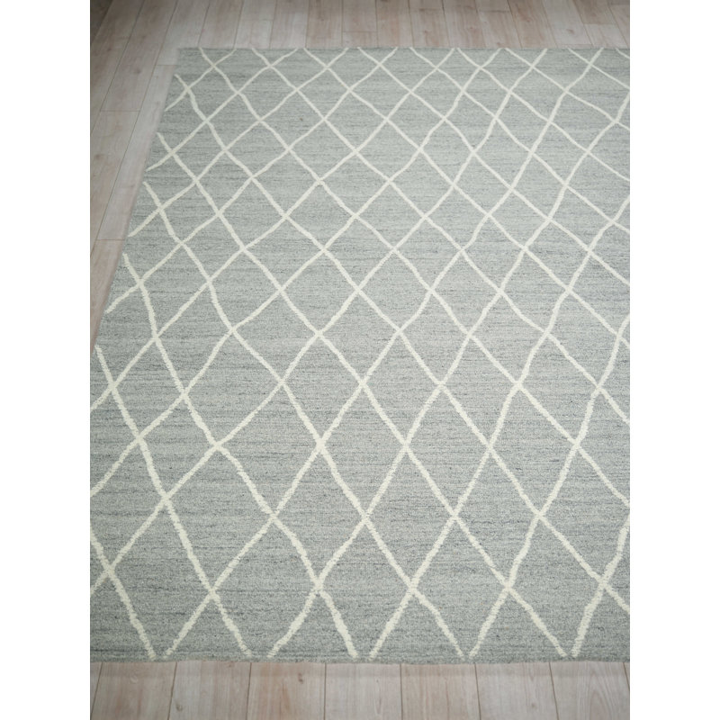 Kodiak Handmade New Zealand Wool, Gray/Ivory Area Rug, Rectangle 4' x 6'