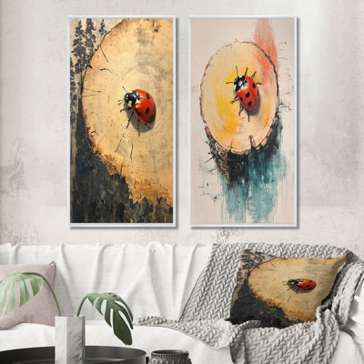 Coccinelle à la forêt sur diapositive I - Collection d'art mural 2 panneaux animaux