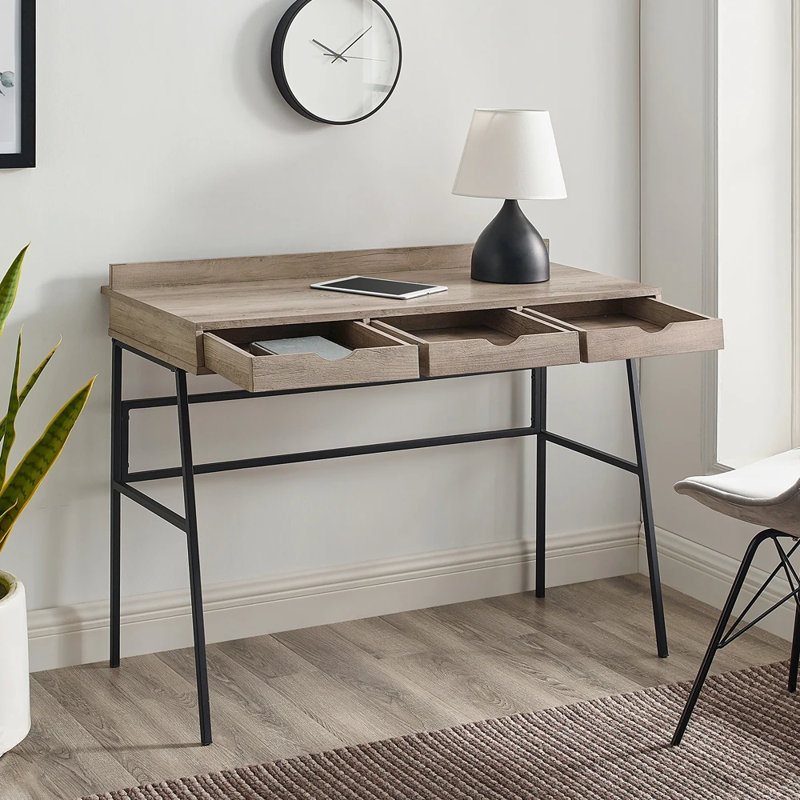 Canal 3-Drawer 42" Writing Desk, Gray Wash