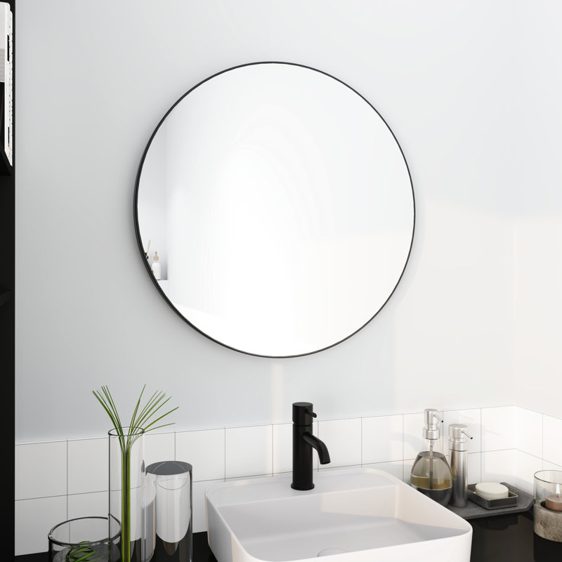 Miroir mural 24 po HD noir avec cadre en alliage d'aluminium, pour une belle salle de bain et au-delà