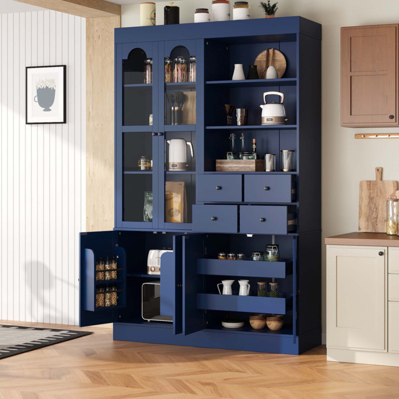 Buffet autoportant avec rehausse 47,2X15,7X75inch, Bleu