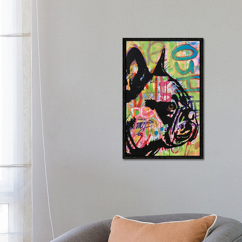 Indelible Frenchie 1 Piece Painting on Canvas, 66.04cm H x 45.72cm W x 3.81cm D, Black Framed