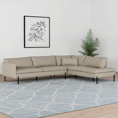 Ambere Anikka 115" Wide Genuine Leather Sofa & Chaise
