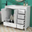 Meuble-lavabo de 36 po avec lavabo, meuble-lavabo avec 5 tiroirs à fermeture en douceur et 2 portes à fermeture en douceur, meuble-lavabo de rangement multifonctionnel-1824873973