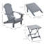 Chaise pliante d'extérieur en bois avec table. Accoudoirs gris à dossier haut pour la terrasse, la cour, la pelouse, le dos du jardin 3, large