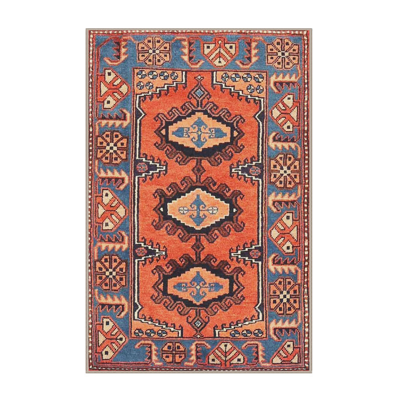 Tapis rouge/bleu traditionnel Gellért, Rectangle 5 pi x 7 pi