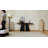 Solin 63" Black Oak Console Table with Rounded Top and Panel Legs, Modern Sofa Table