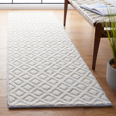 Tapis ivoire / bleu en laine tissé à la main Agramonte